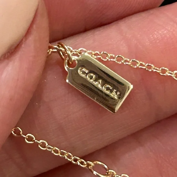 Coach Gold and White with black rhinestones Ring Pendant Necklace - NWT - Picture 5 of 8